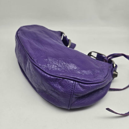 Balenciaga Le Cagole Giant Studs Leather, Purple, Leather, Shoulder Bag