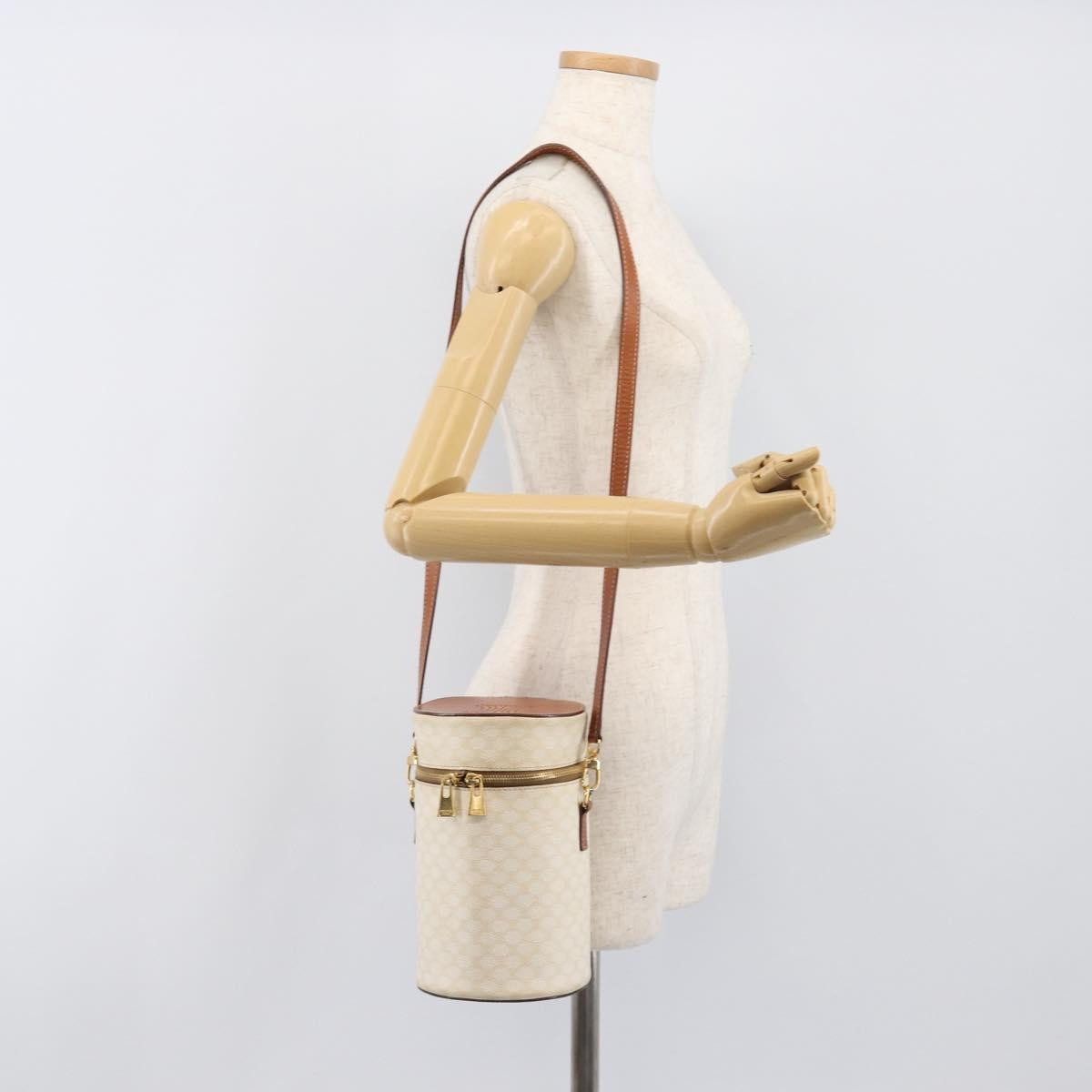 Celine Vintage Macadam Canvas, Beige, PVC, Shoulder Bag