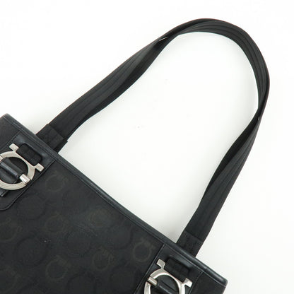 Salvatore Ferragamo Gancini Tote Canvas, Black, Canvas, Tote Bag