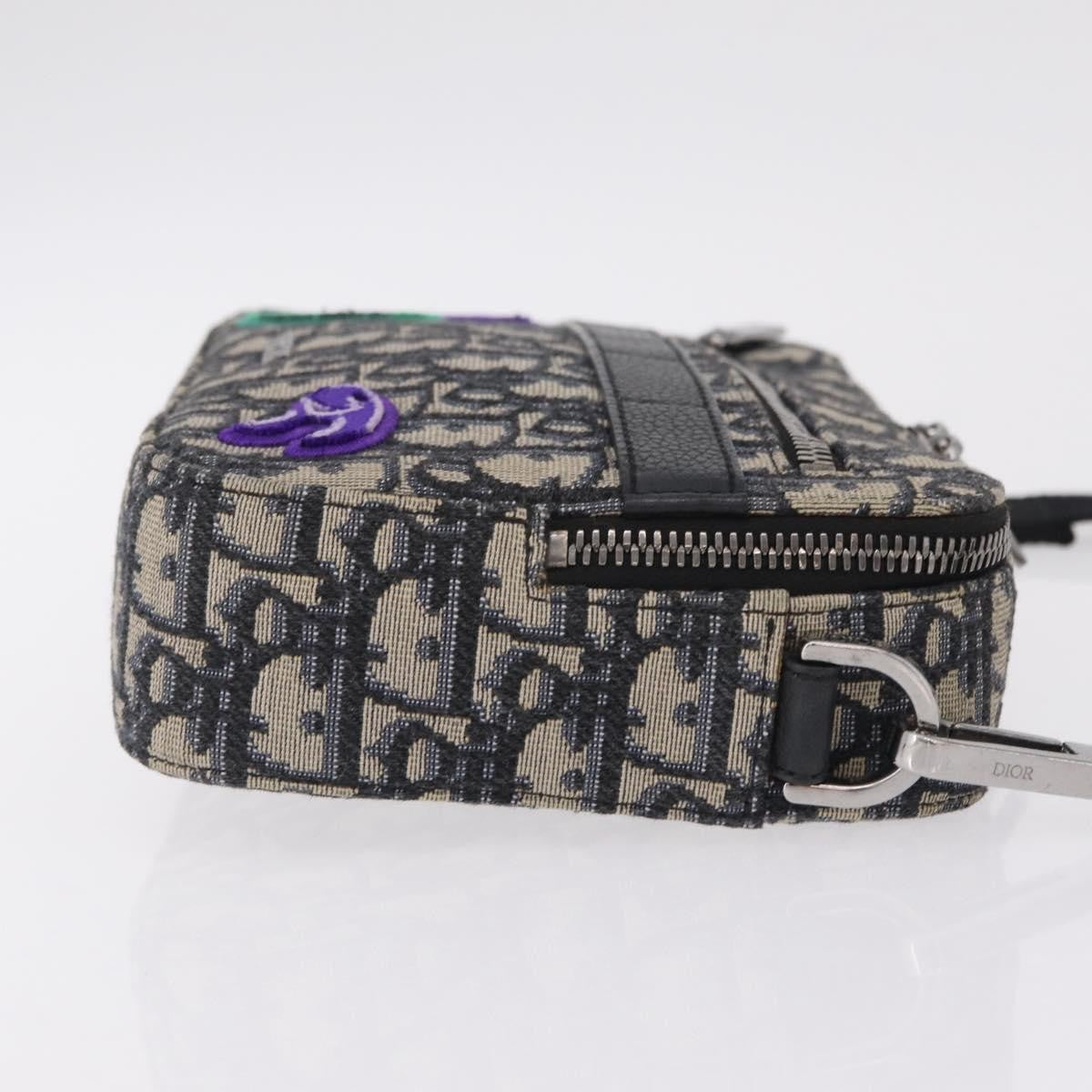 Christian Dior Kenny Scharf Safari Messenger Oblique Canvas with Applique, Navy, Canvas, Handbag