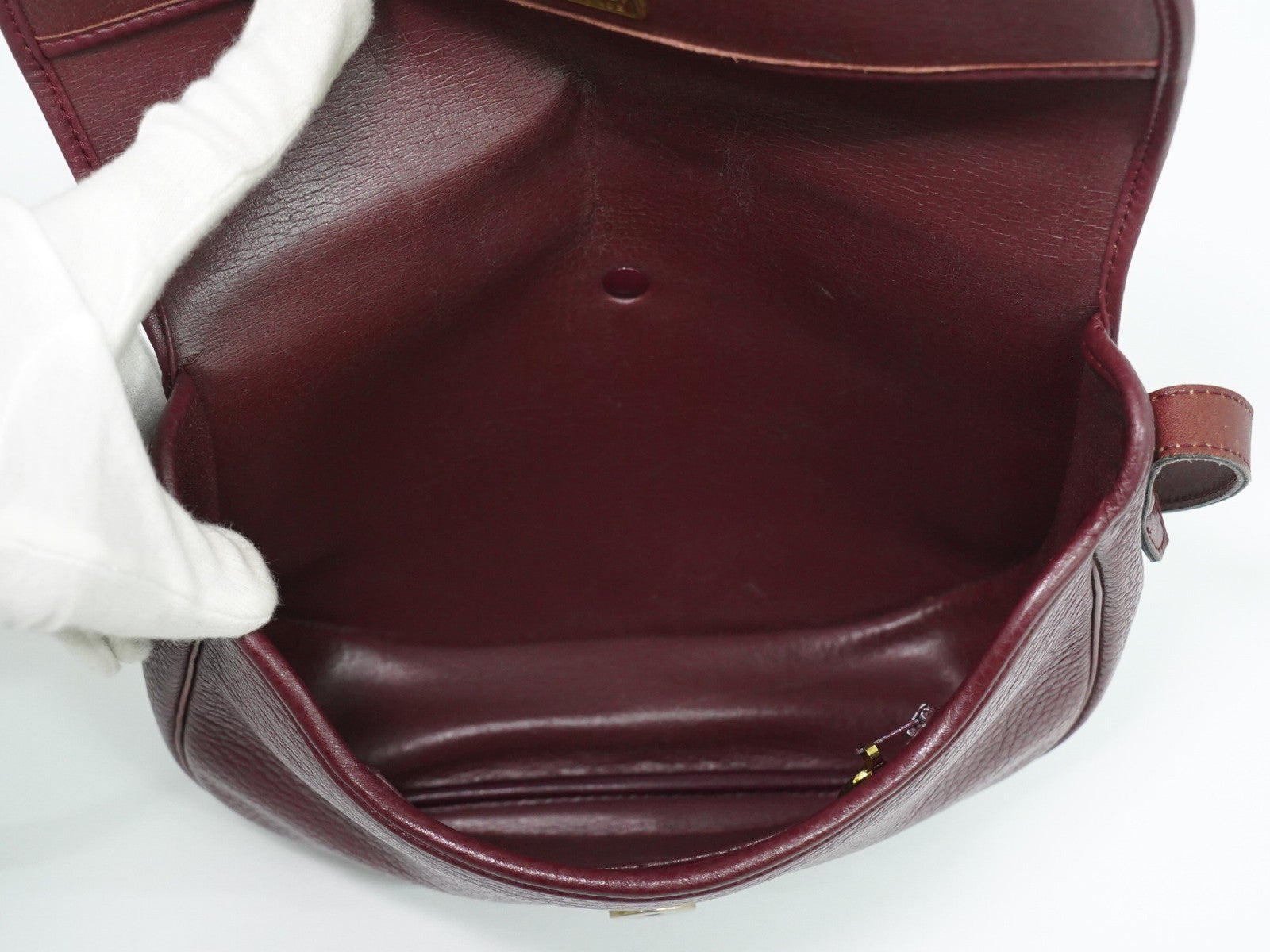 Christian Dior Vintage CD Flap Leather, Burgundy, Leather, Shoulder Bag
