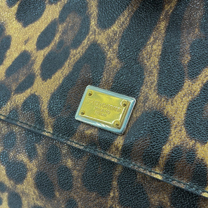 Dolce & Gabbana Miss Sicily Leopard Print Leather, Brown, Calfskin, Handbag