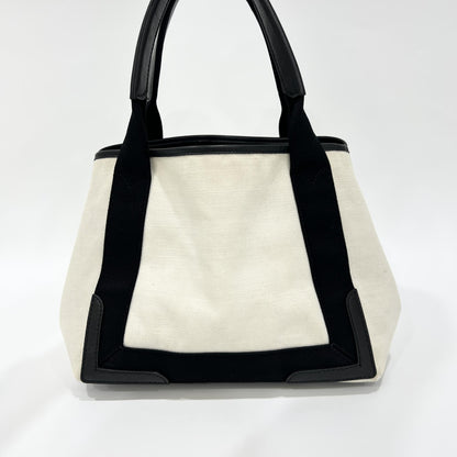 Balenciaga Navy Cabas Canvas with Leather, White, Canvas, Tote Bag