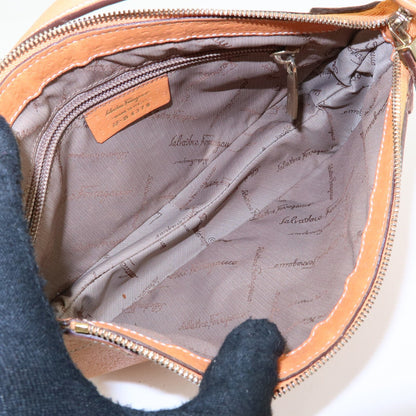 Salvatore Ferragamo Gancini Top Handle Leather, Orange, Leather, Handbag
