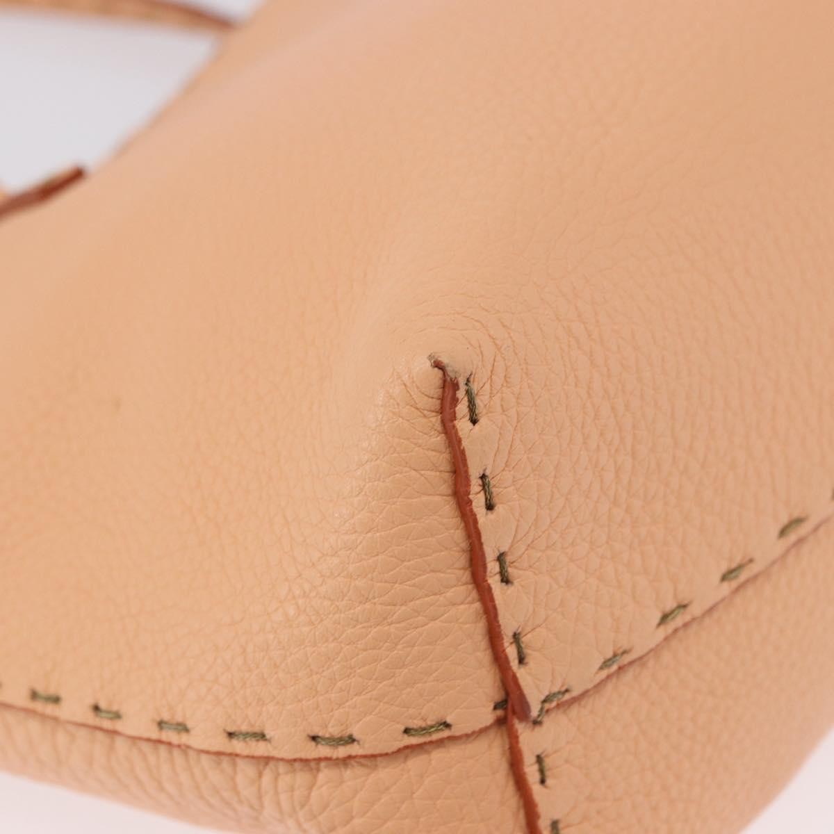 Fendi Selleria Carla Leather, Orange, Leather, Tote Bag