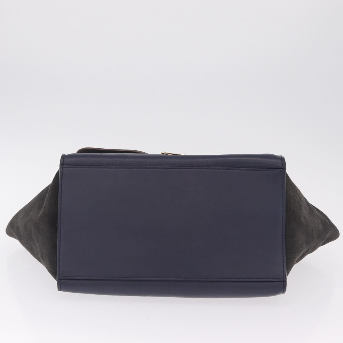 Celine Tricolor Trapeze Leather, Navy, Leather, Handbag