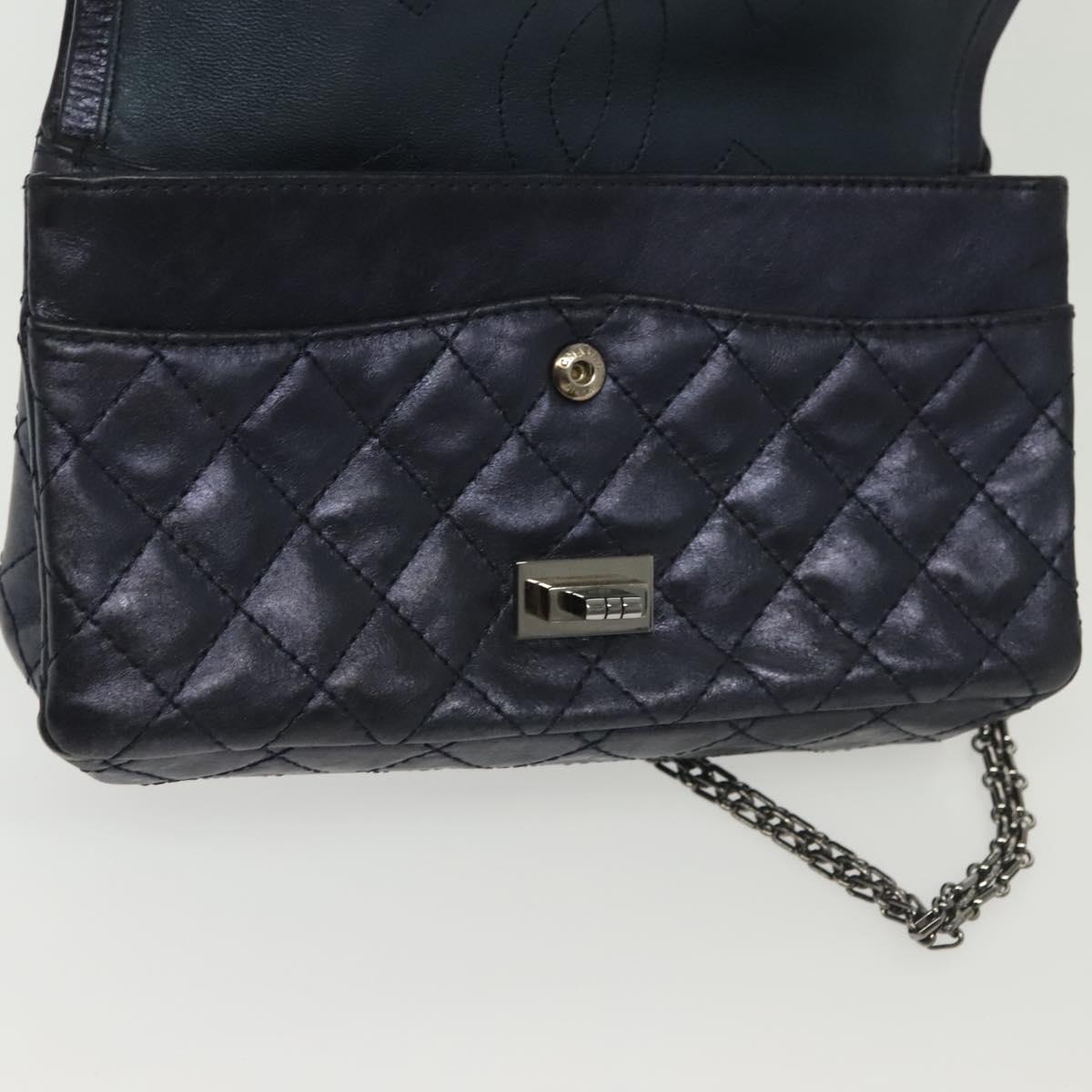 Chanel Hybrid Reissue Double Flap Bag Quilted Lambskin, NAVY, LEATHER, Shoulder bag