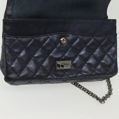 Chanel Hybrid Reissue Double Flap Bag Quilted Lambskin, NAVY, LEATHER, Shoulder bag