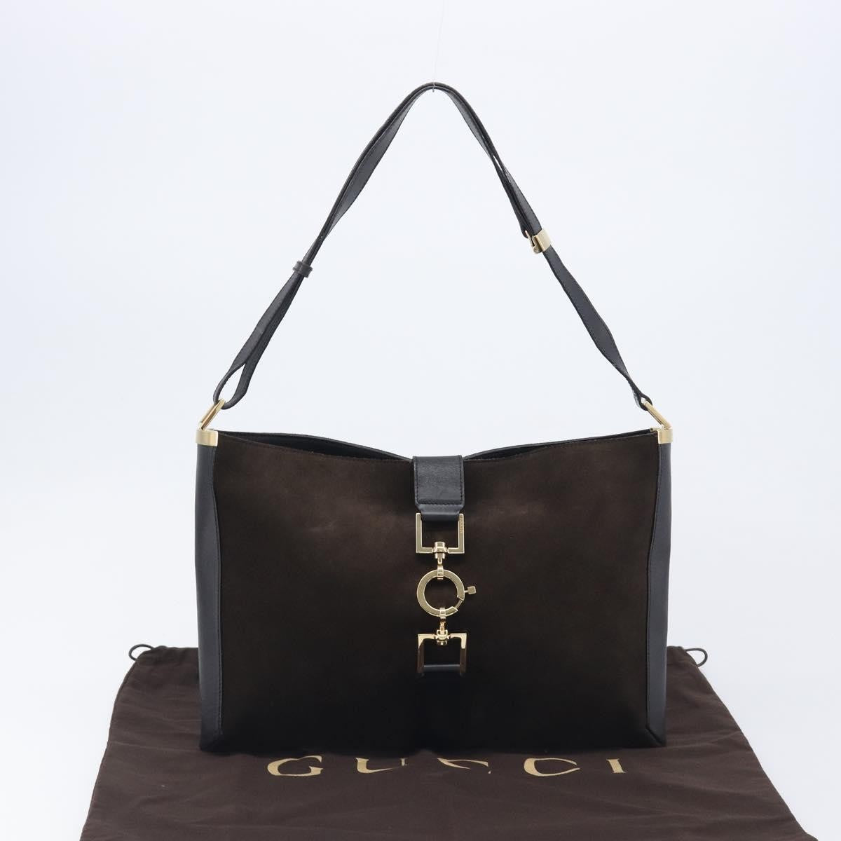 Gucci Shoulder Leather, Brown, Suede, Shoulder Bag