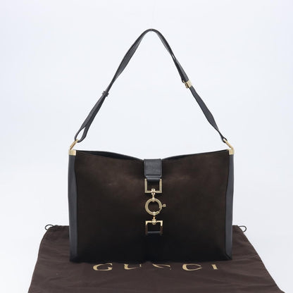 Gucci Shoulder Leather, Brown, Suede, Shoulder Bag