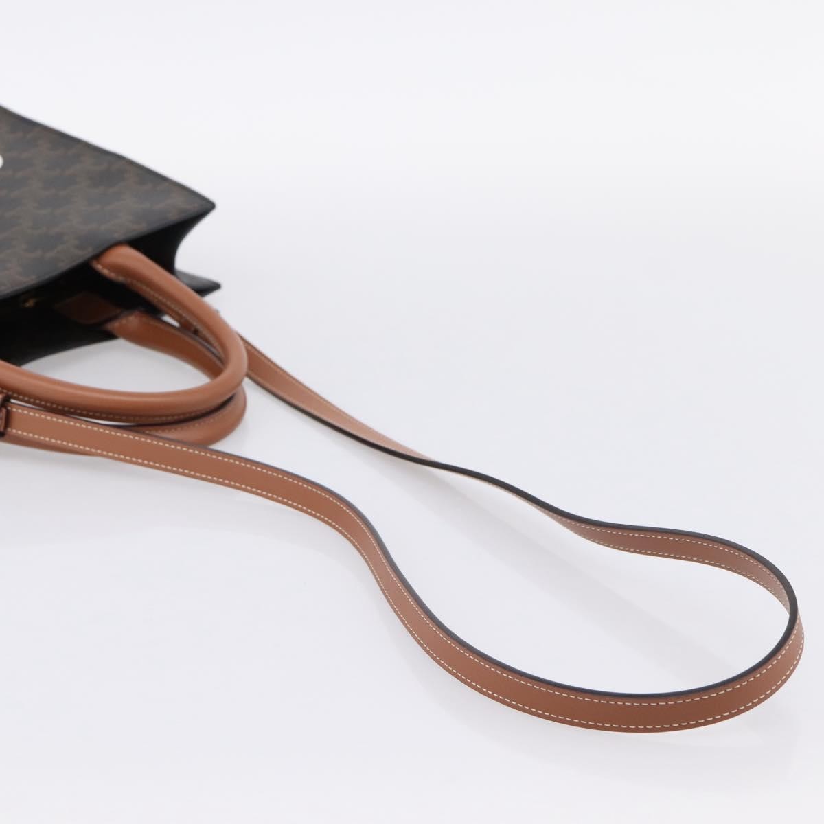 Celine Vertical Cabas Triomphe Coated Canvas, Brown, Canvas, Tote Bag