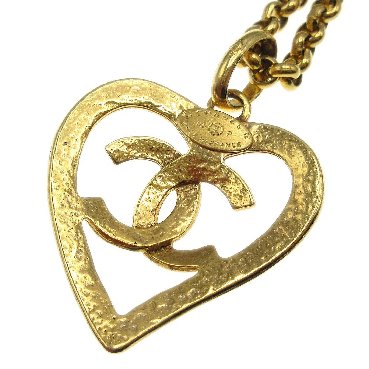 Chanel CC Heart Pendant Metal, Gold, Gold Plated, Necklace