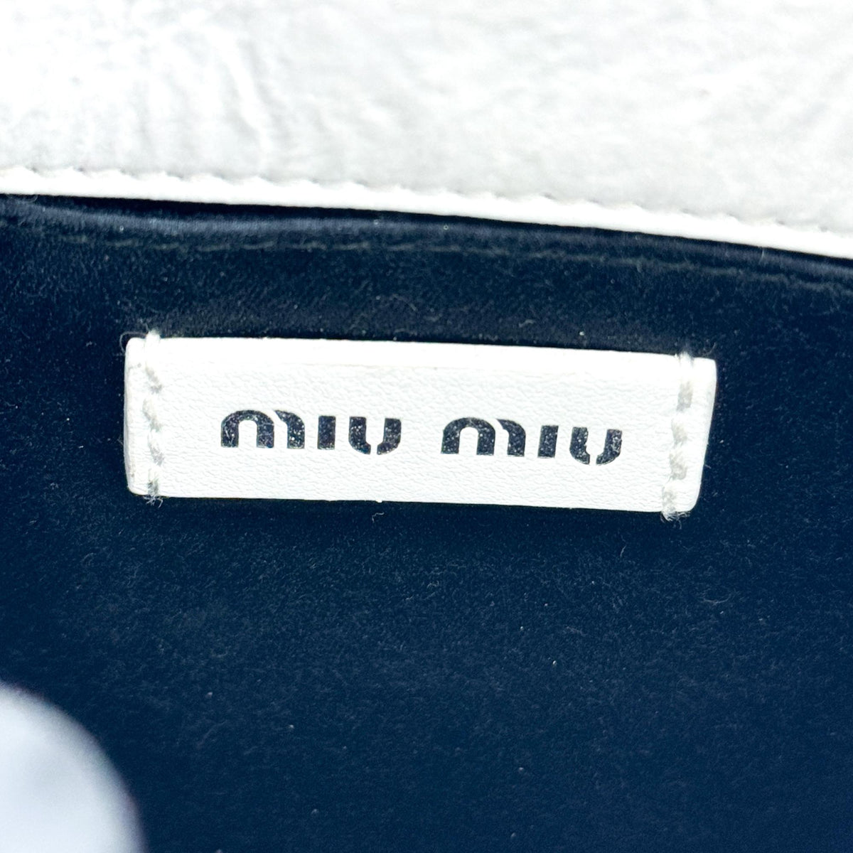 Miu Miu Matelassé Nappa Leather Top Handle Bag Leather, White, Leather, Clutch