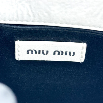 Miu Miu Matelassé Nappa Leather Top Handle Bag Leather, White, Leather, Clutch