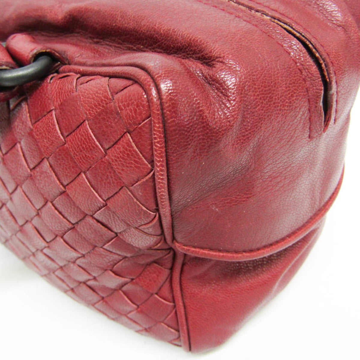 Bottega Veneta Zip Boston Intrecciato Nappa, Red, Leather, Handbag