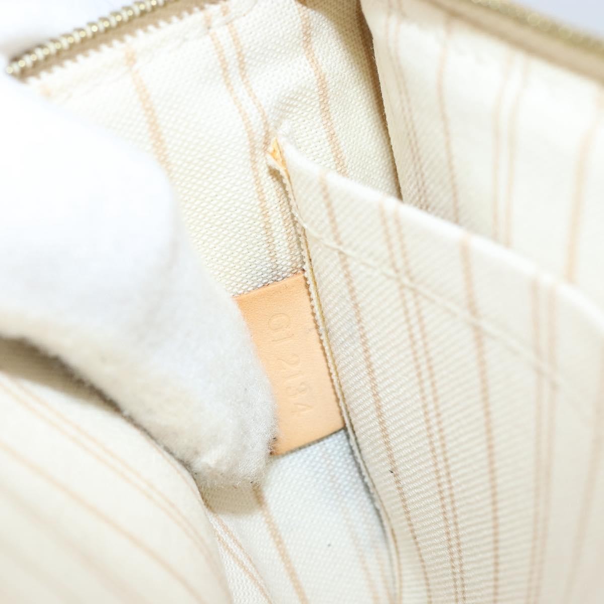Louis Vuitton Neverfull Pochette Damier, White, Canvas, Clutch