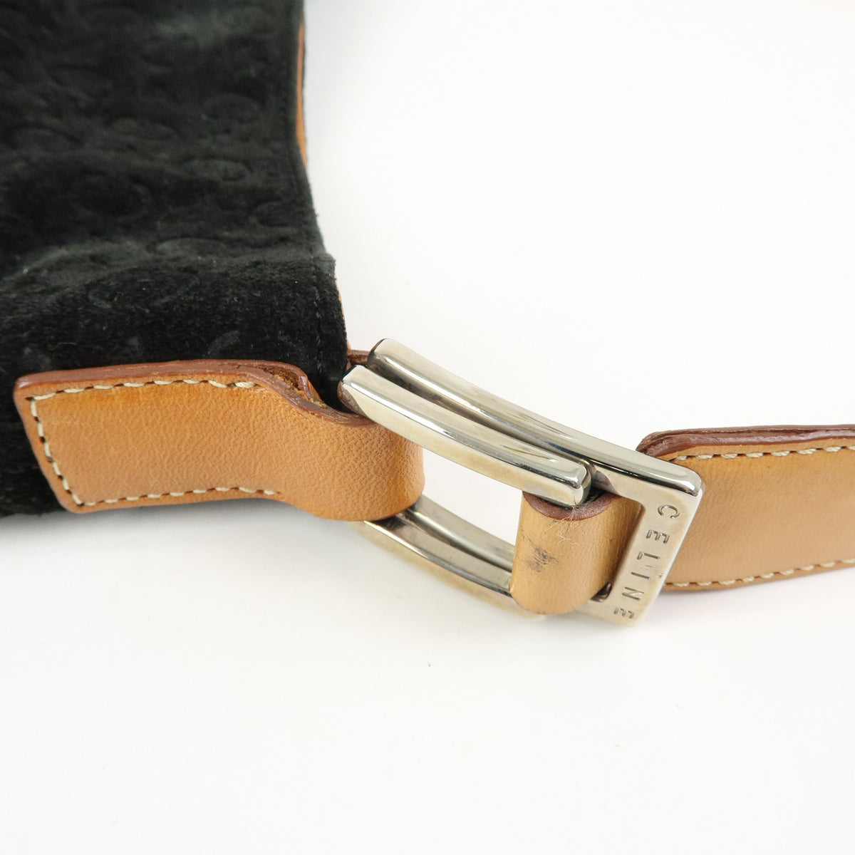 Celine C Macadam Shoulder Suede, Black, Suede, Handbag
