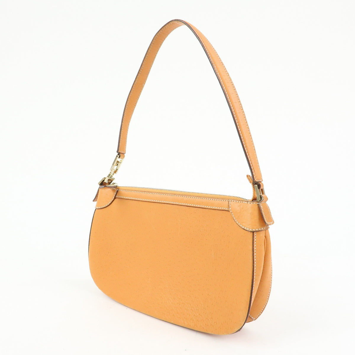 Salvatore Ferragamo Gancini Top Handle Leather, Orange, Leather, Handbag