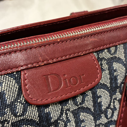 Christian Dior Vintage Trotter Zip Diorissimo Canvas, Navy, Canvas, Tote Bag