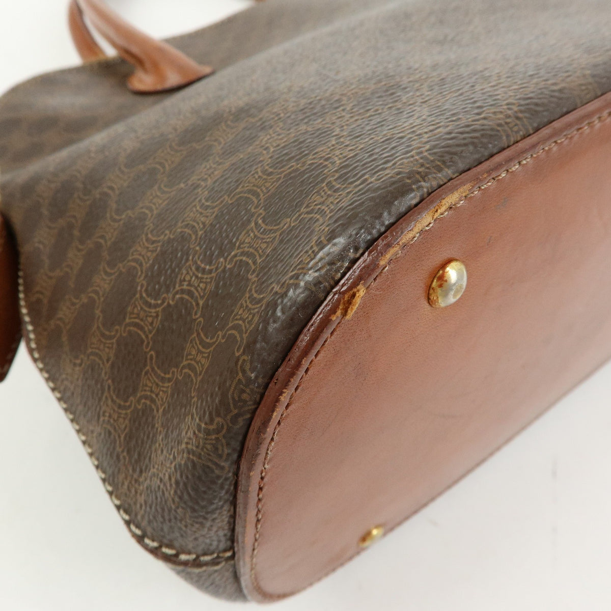 Celine Vintage Handbag Toile Céline, Brown, Canvas, Handbag