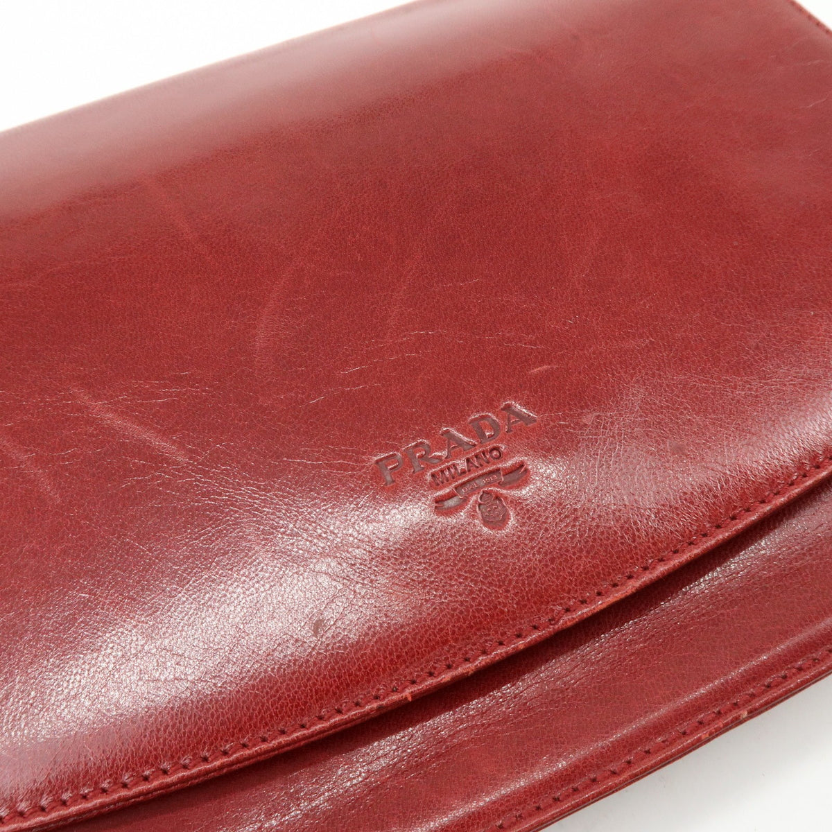 Prada Shoulder Leather, Red, Leather, Shoulder Bag