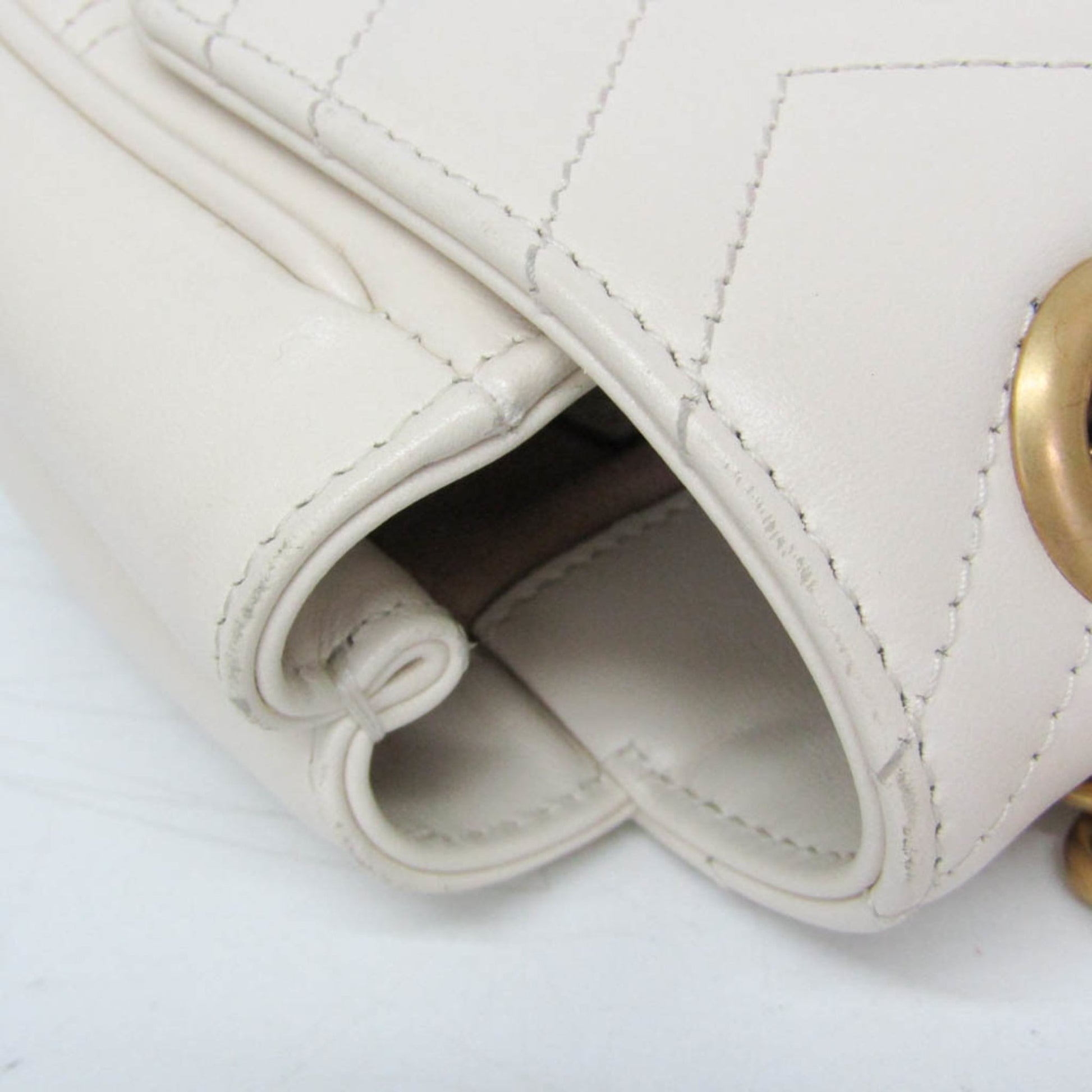 Gucci GG Marmont Square Flap Matelasse Leather, White, Leather, Shoulder Bag