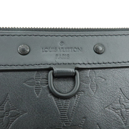 Louis Vuitton Discovery Pochette Monogram Shadow Leather, Black, Leather, Clutch