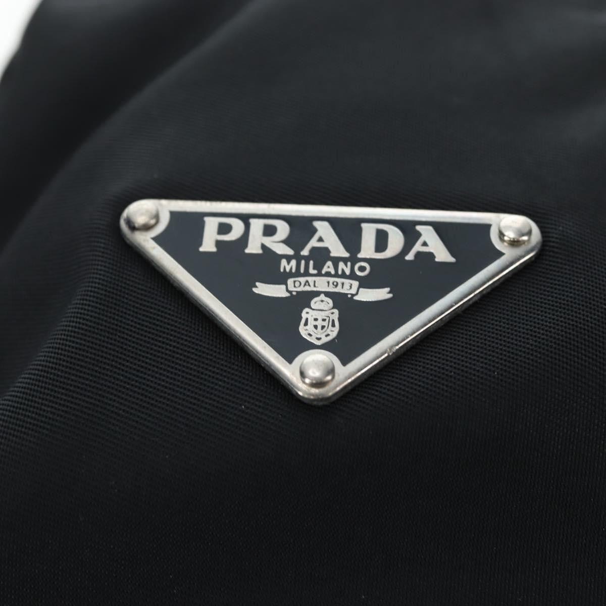 Prada Double Pocket Buckle Flap Tessuto and Leather, Black, Nylon, Handbag