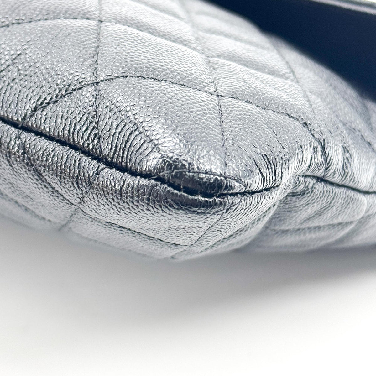 Chanel Golden Class O Case Clutch Quilted Caviar, Black, Leather, Clutch