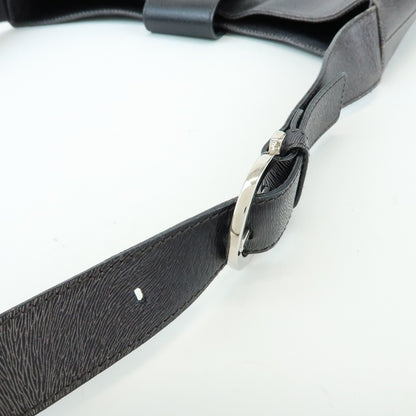 Salvatore Ferragamo Gancio Flap Hobo Leather, Black, Leather, Shoulder Bag