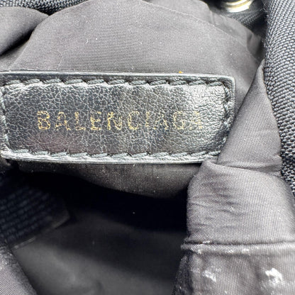 Balenciaga Wheel Drawstring Bucket Nylon, Black, Canvas, Handbag