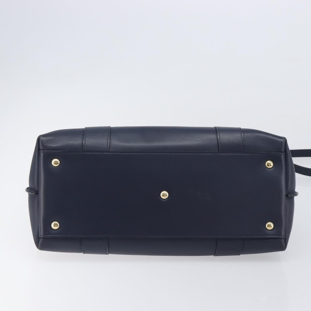 Salvatore Ferragamo Vintage Gancini Top Handle Leather, Navy, Leather, Handbag