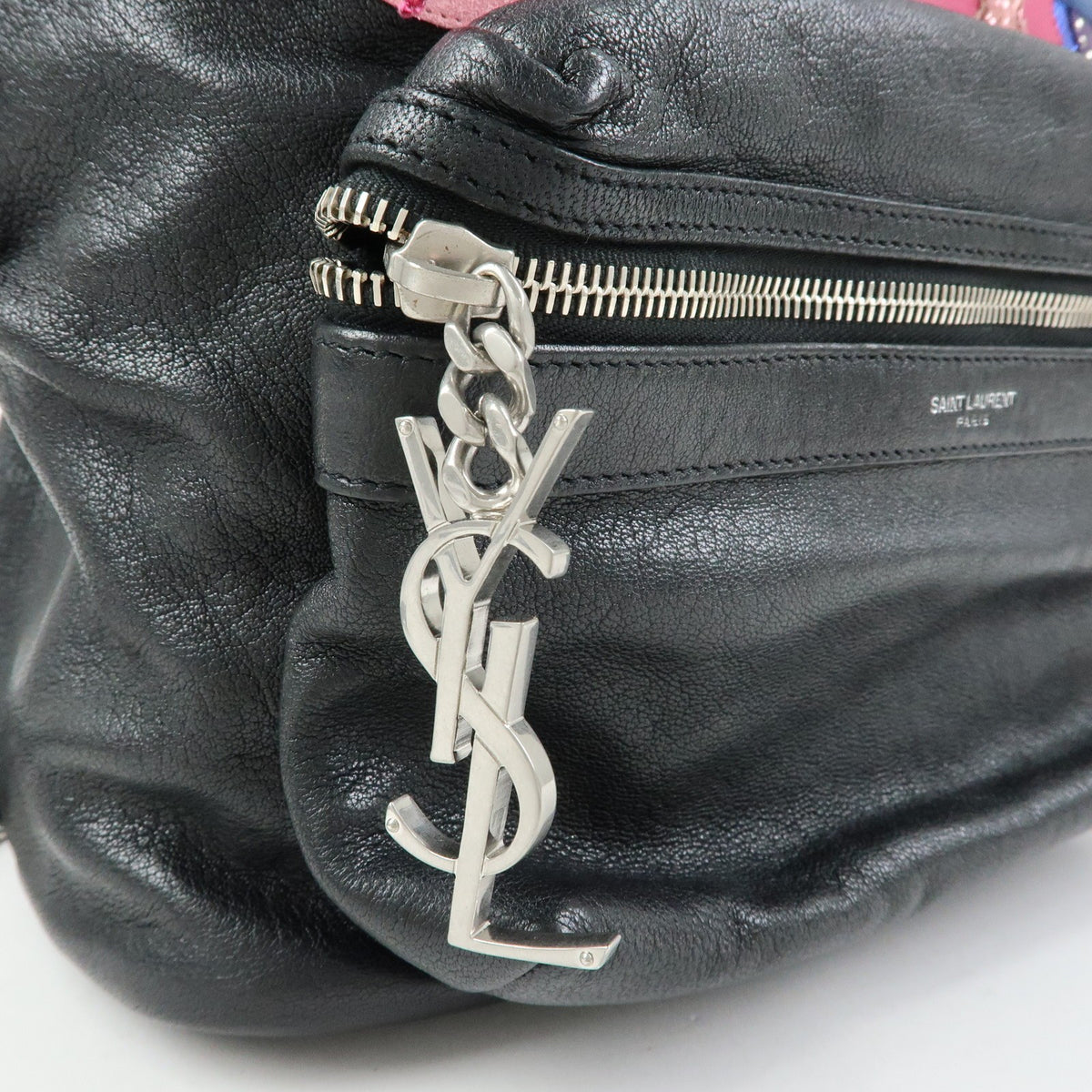Saint Laurent City Patchwork Leather, Black, Leather, Backpack