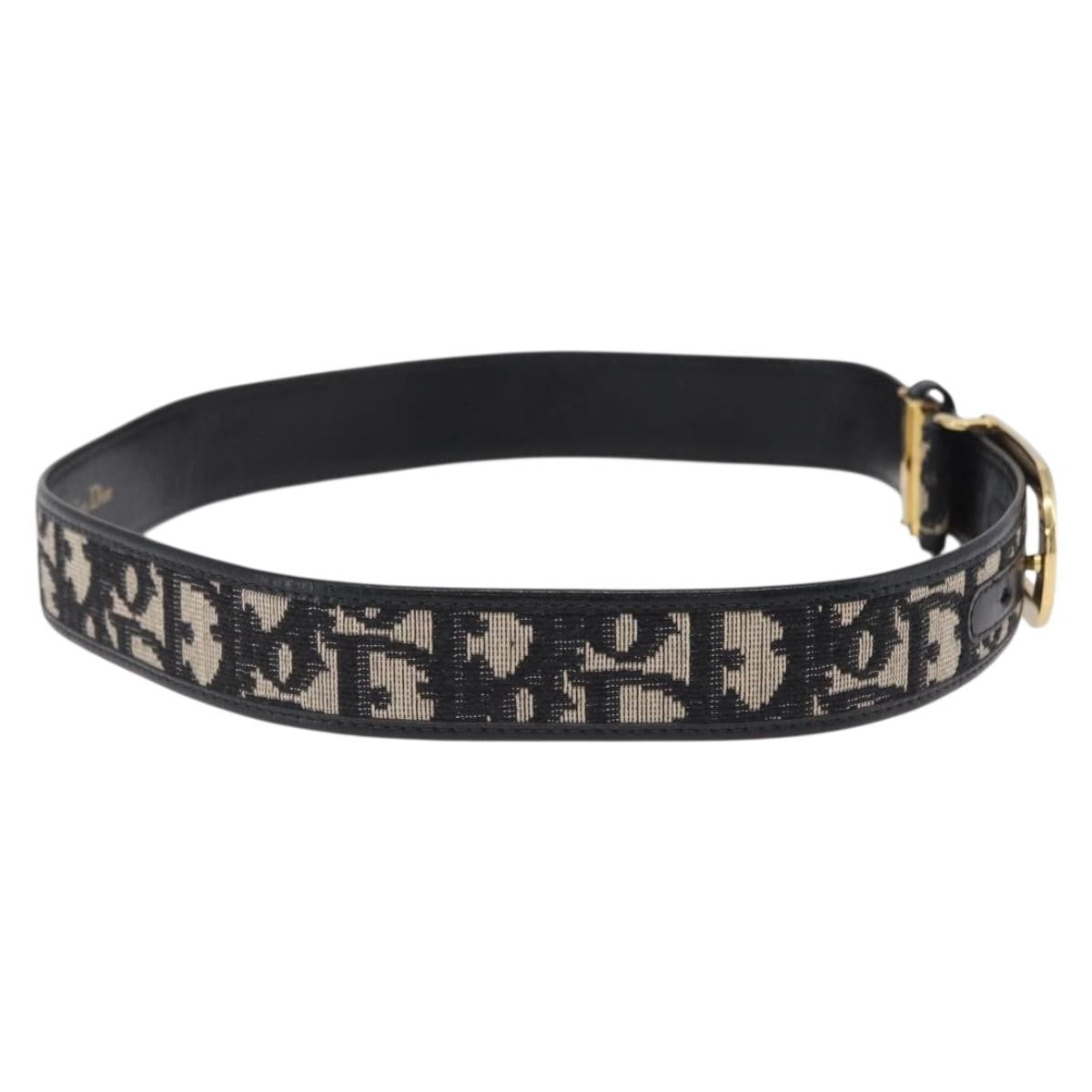 Christian Dior D Buckle Belt Canvas and Leather, Navy, Canvas, Belt