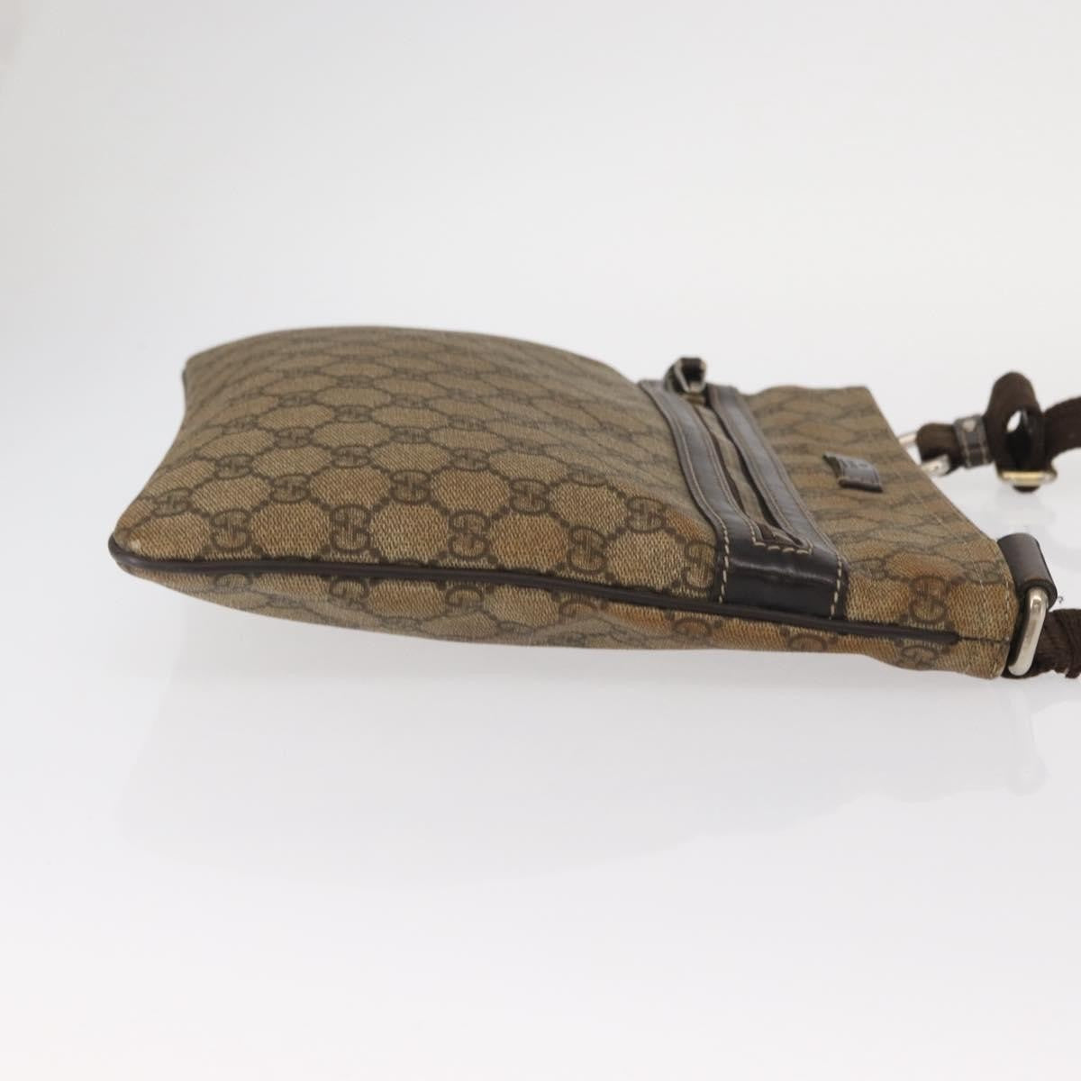 Gucci Flat Messenger GG Coated Canvas, Beige, PVC, Crossbody Bag