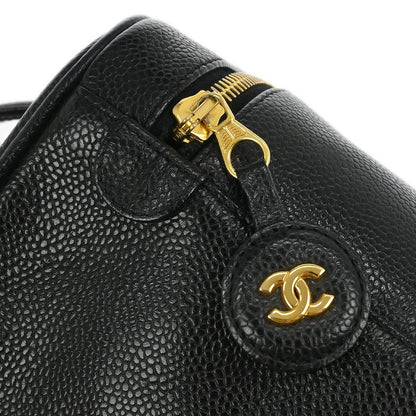 Chanel Vintage Timeless Cosmetic Case Caviar, Black, Leather, Handbag