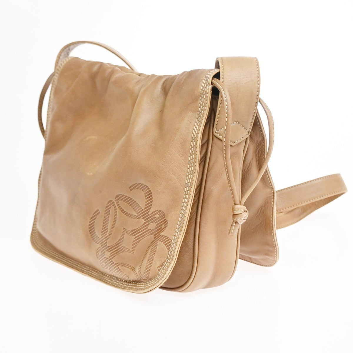 Loewe Anagram Leather, Beige, Leather, Shoulder Bag
