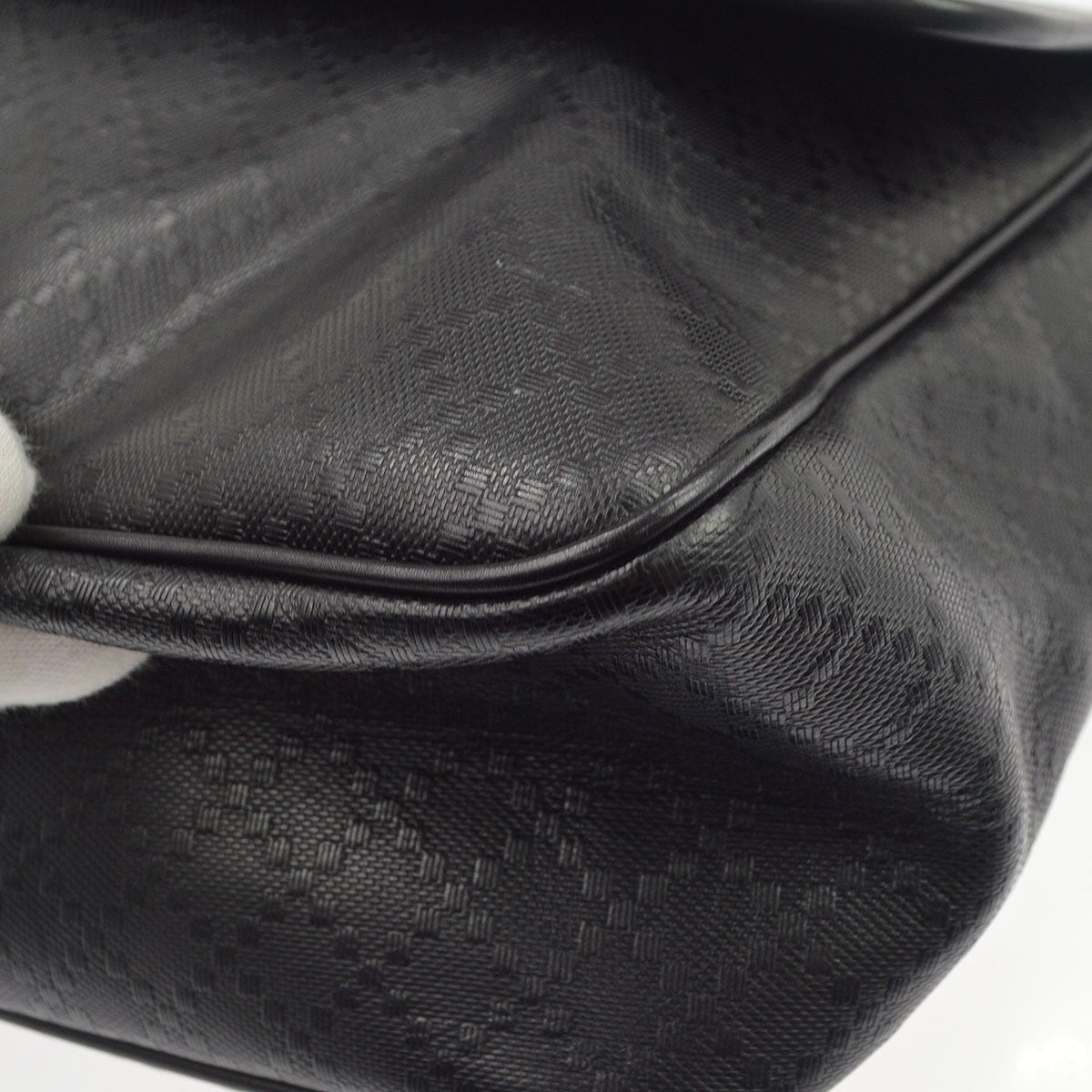Gucci Lux Flap Messenger Diamante Leather, Black, Leather, Shoulder Bag