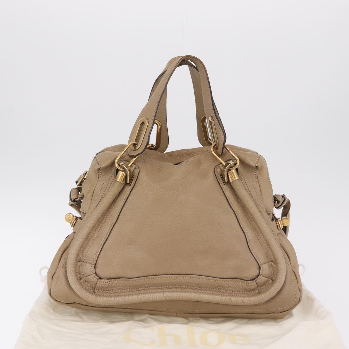 Chloe Paraty Top Handle Leather, Beige, Leather, Handbag