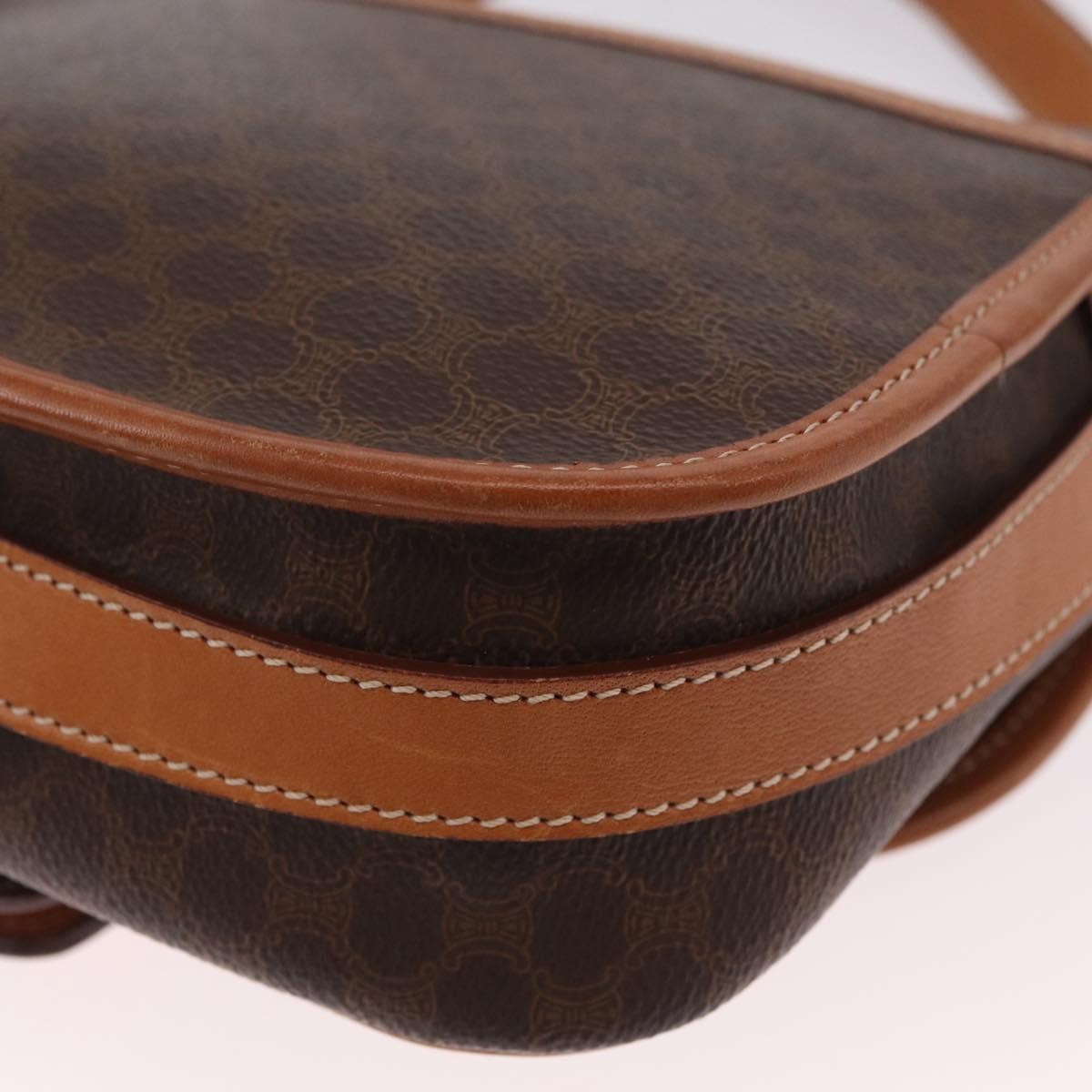 Celine Macadam Shoulder PVC Leather, Brown, Canvas, Crossbody Bag