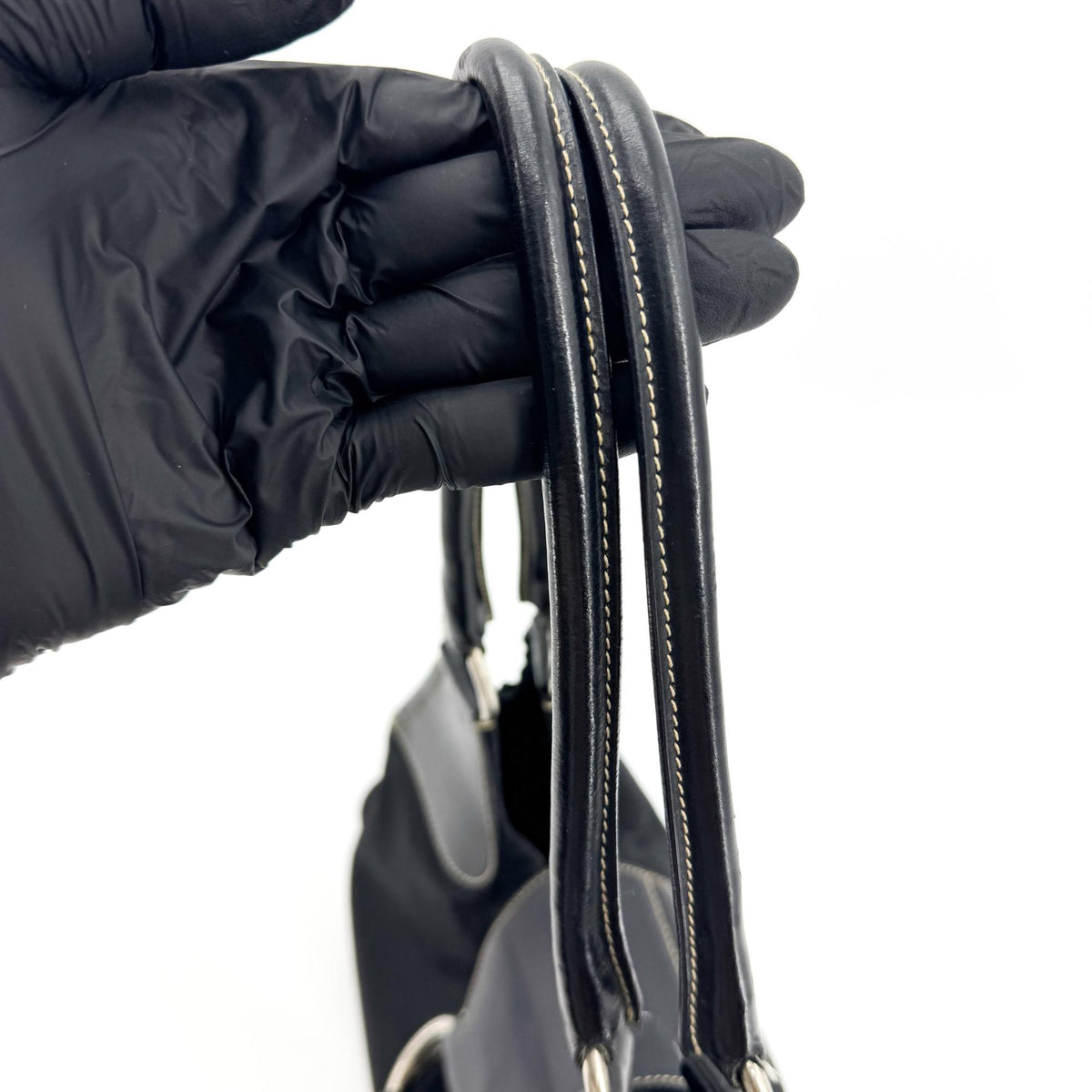 Prada Shoulder Bag Leather, Black, Nylon, Shoulder Bag