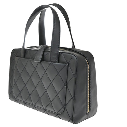 Chanel Wild Stitch Handbag Quilted Calfskin, Black, Leather, Shoulder Bag