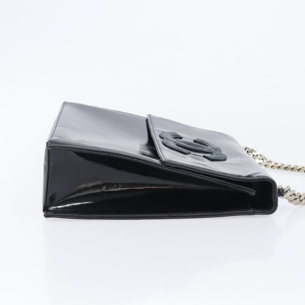 Chanel Chain Handle Leather, Black, Patent Leather, Tote Bag