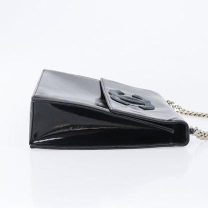 Chanel Chain Handle Leather, Black, Patent Leather, Tote Bag