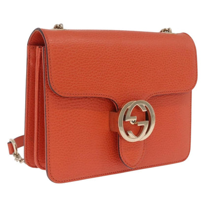 Gucci Interlocking Leather, Orange, Leather, Shoulder Bag