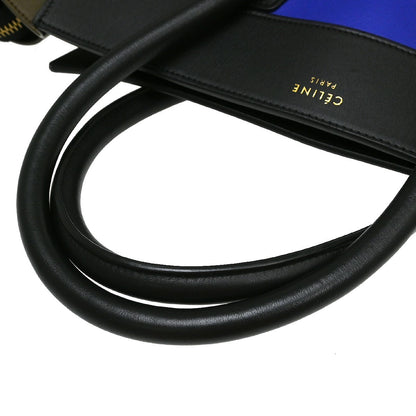 Celine Tricolor Luggage Leather, Blue, Leather, Handbag