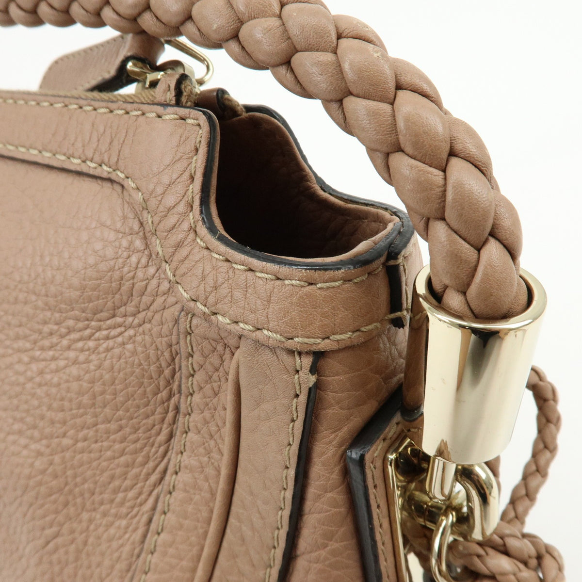 Gucci Bella Zip Leather, Beige, Leather, Tote Bag