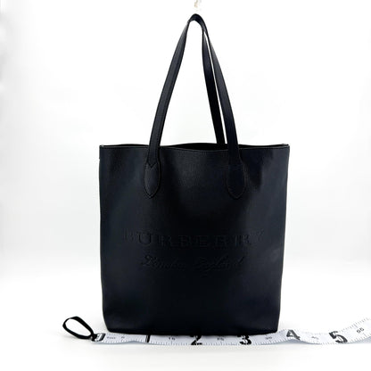 Burberry Remington Embossed Leather, Black, Leather, Tote Bag