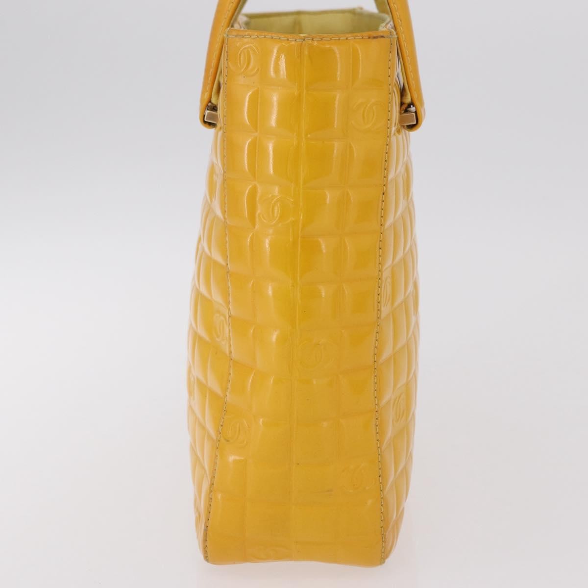 Chanel Chocolate Bar CC Quilted Patent, Yellow, Patent Leather, Tote Bag