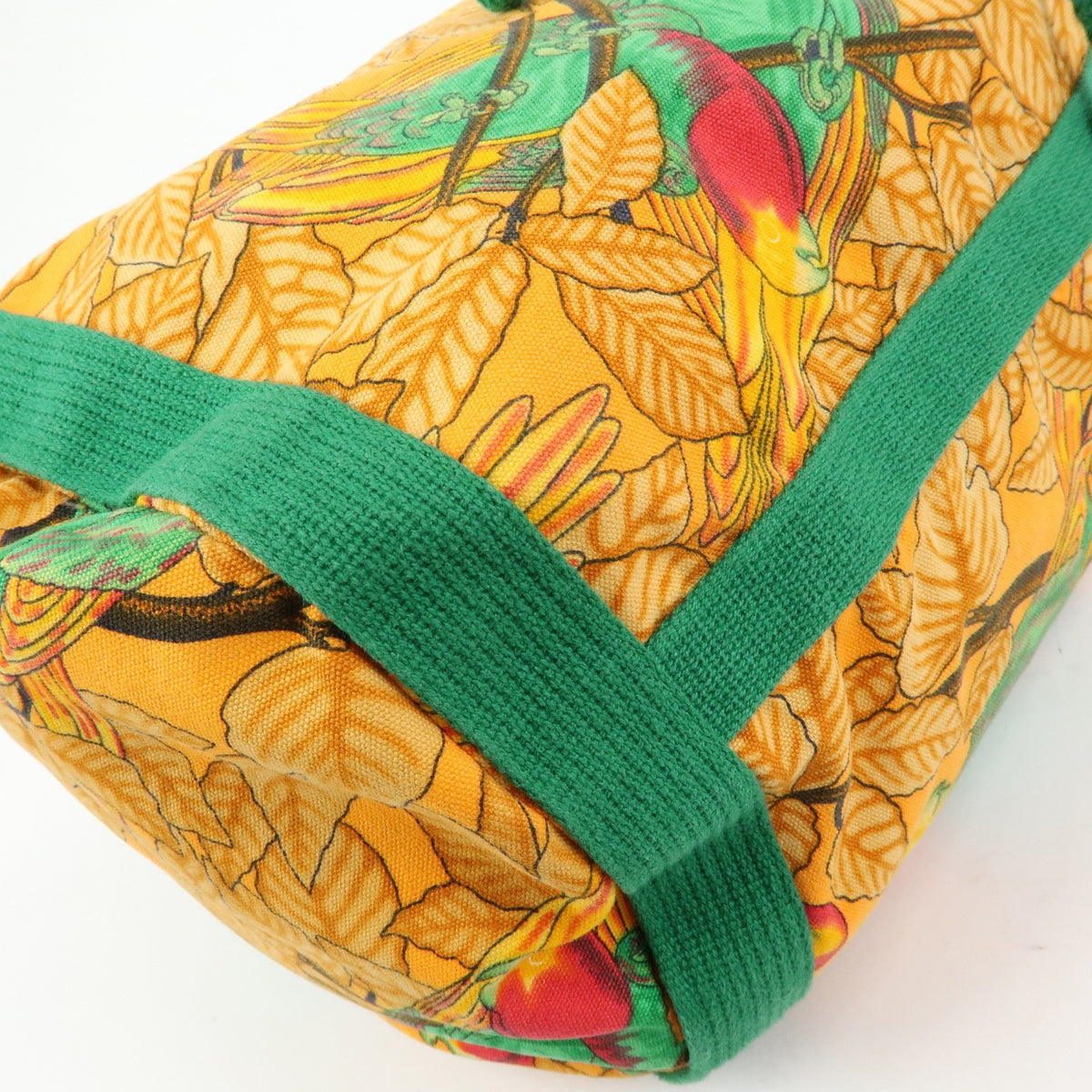 Hermes Vintage Drawstring Bucket Printed Canvas, Orange, Canvas, Shoulder Bag